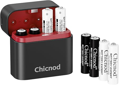 Miniatura 10 de Baterías AA de litio recargables con cargador, paquete de 4 baterías doble A para cámara Blink, salida de 3800 mWh 1.5 V de alta capacidad, cargador