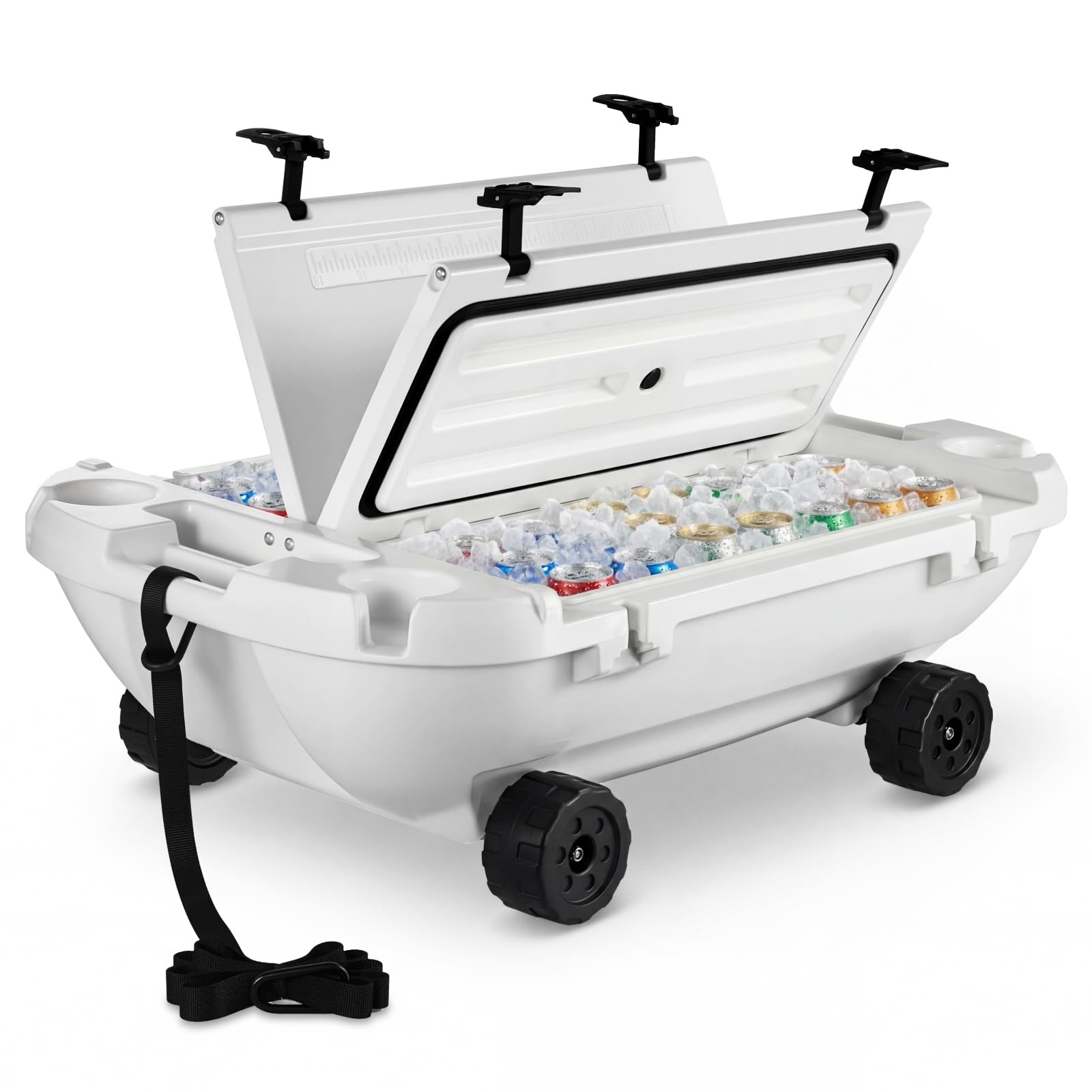 VEVOR Nevera Flotante 37,9 L Enfriador Flotante para Agua y Tierra con Carcasa Rígida Aislada, Ruedas, Portavasos, Cuerda de Remolque, Asas Laterales para Playa Piscina Barco Bebida Hielo Color Blanco