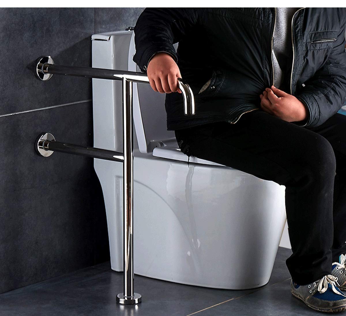 Barra De Apoyo De Acero Inoxidable 304 para Personas Mayores Y Personas con Discapacidad. Pasamanos Sin Barreras para Baño, Inodoro, Reposabrazos De Suelo con Resorte.