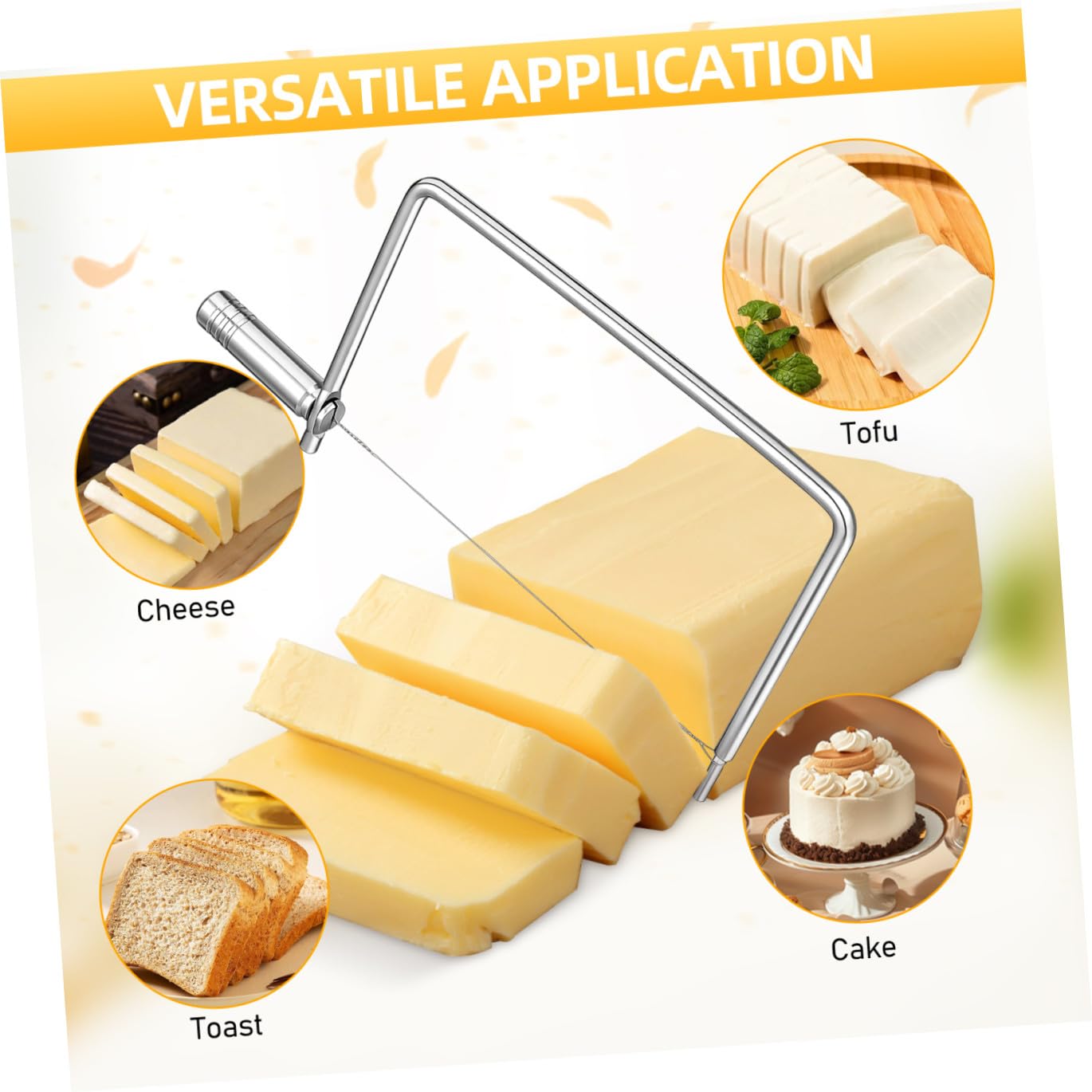 TOYANDONA 5 Stück Edelstahl Käsehobel für Blockkäse mit Ergonomischem Griff Handlicher Butter Käsedrahtschneider Kompakter Käseschneider für Partys und Dinner Einfach zu Handhaben und Sicher