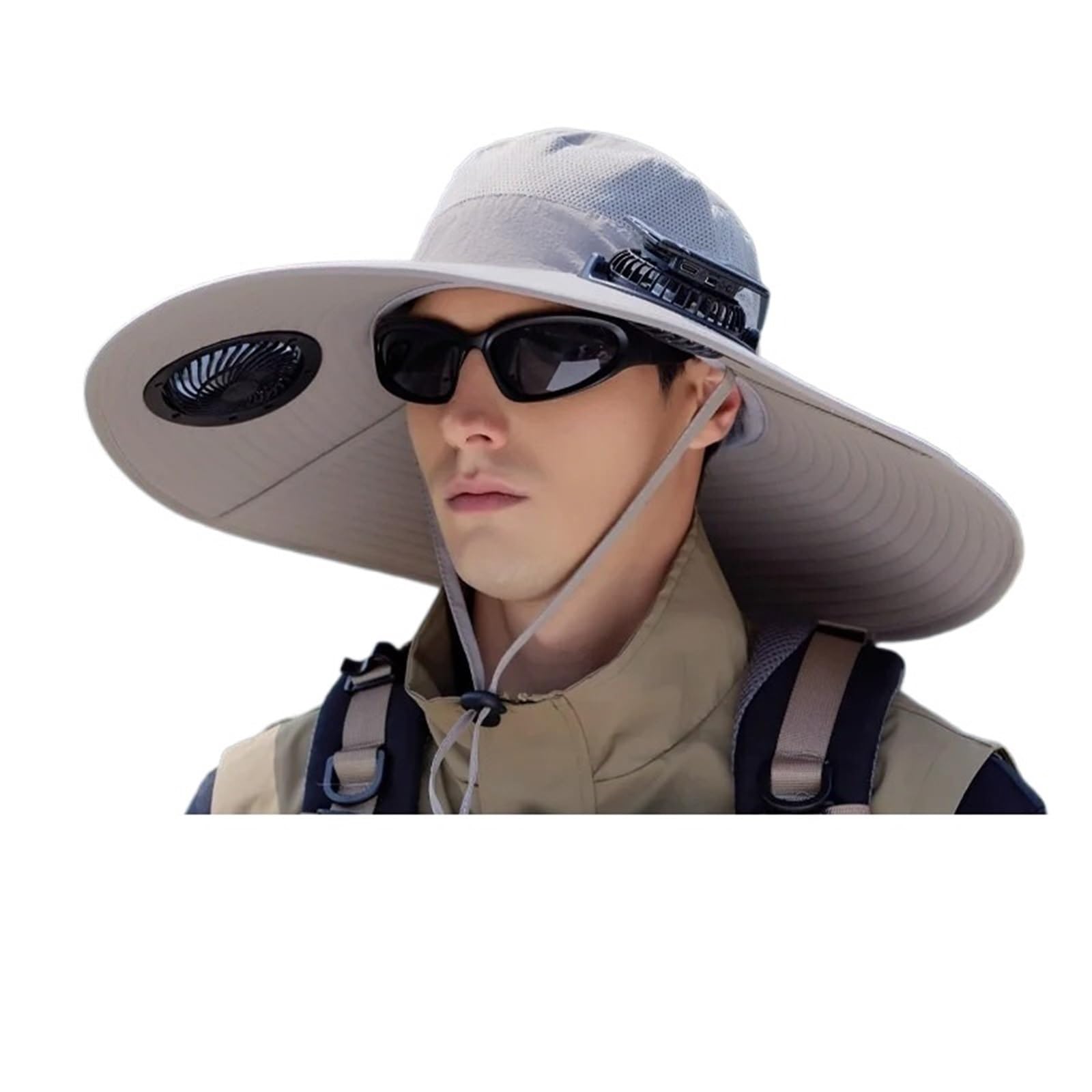 ERHTGUO Summer Solar Powered Dual Fan Hat For Outdoor Hiking, Fishing,sunshade, Large Eave Quick Drying Waterproof Fisherman(Color 3)
