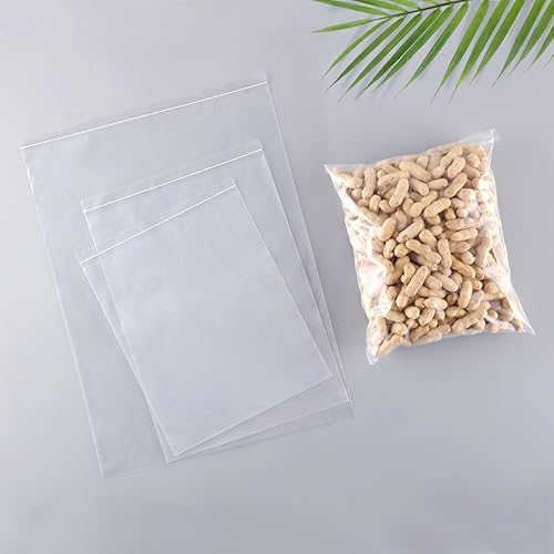 Bolsas de regalo transparentes, 6 x 9 pulgadas, 100 unidades, bolsas resellables para pequeñas empresas, bolsas de plástico transparente con lados