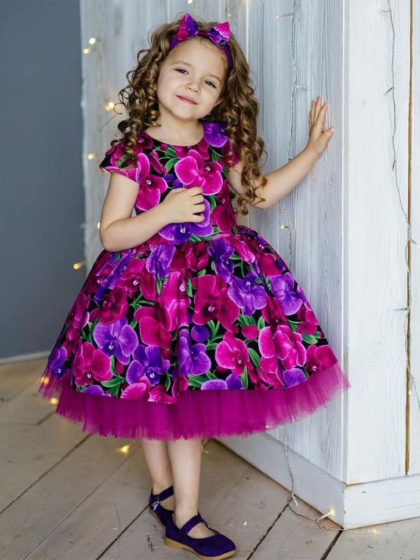 Image of Niren Enterprise Multipatteren Baby Girl's Knee Length Frocks with Digital Prints