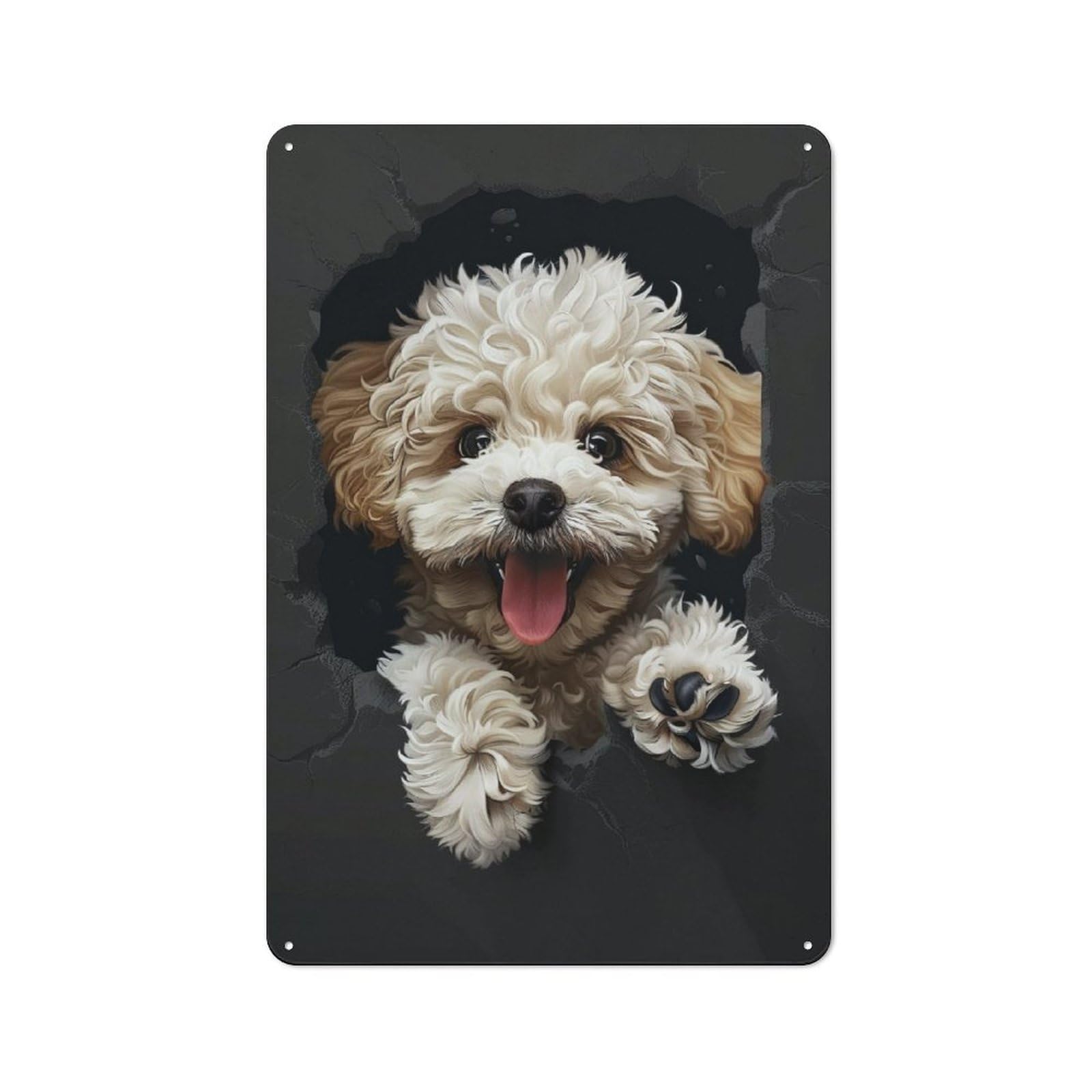 Junmoney Poodle Retro Metal Sign 30X20cm For Bar Or Restaurant, For Kitchen And Home Bar Decor, For Home Office And Studio Walls