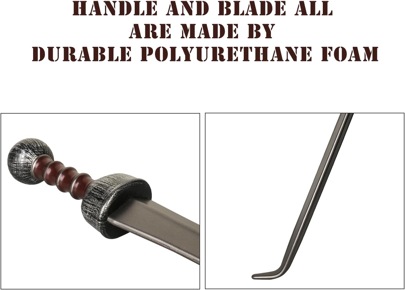23.6" Roman Gladius Foam Sword – Fake Silver Short Sword Prop for Gladiator Costume & Cosplay