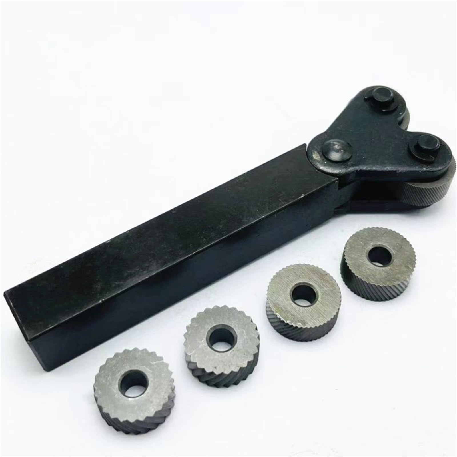 6 Cuchillas Moleteadas Reticuladas De 0,6 Mm, 1,0 Mm Y 2,0 Mm, Rueda De Grabado Con Orificio Interior HSS + 1 Portaherramientas De Torno De Acero De 16 Mm X 18 Mm. Herramienta de Torno