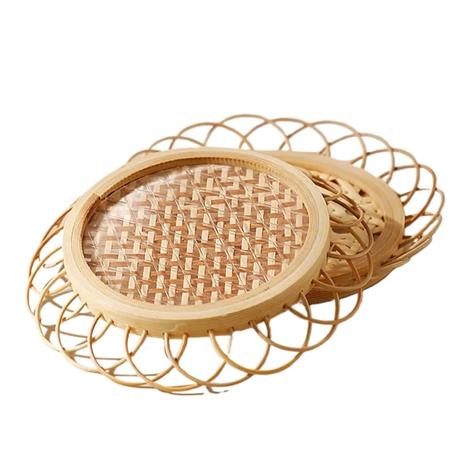 6 Pcs Woven Saucer Mat Drink Cup Coasters Tea Pad Non-slip Pot Holder Rattan Dining Table Placemat For Drinks Home