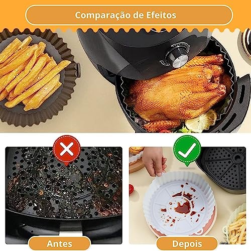 Kit 6 Formas Silicone Para Air Fryer Fritadeira Elétrica Antiaderente Reutilizável Vários Tamanhos R
