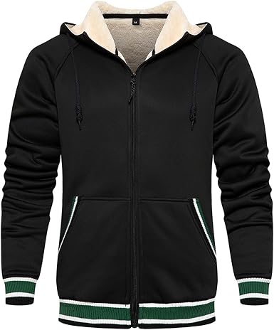Amazon.com: Sudadera con capucha y forro polar de Sherpa para hombre,  ajuste regular, informal, con bolsillos, Negro, L : Ropa, Zapatos y Joyería
