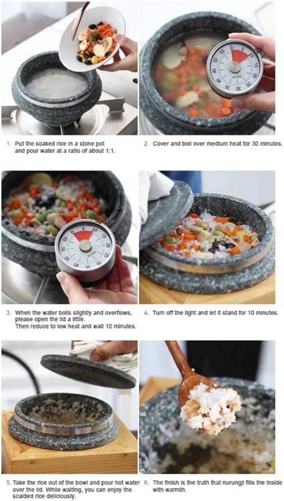 Jangsoo Gopdol Natural Giblet Pot Dolsot Pot with Stone Lid for Nutrition Rice Steamer (Large 7 X 3.5 inch (For 3 People))