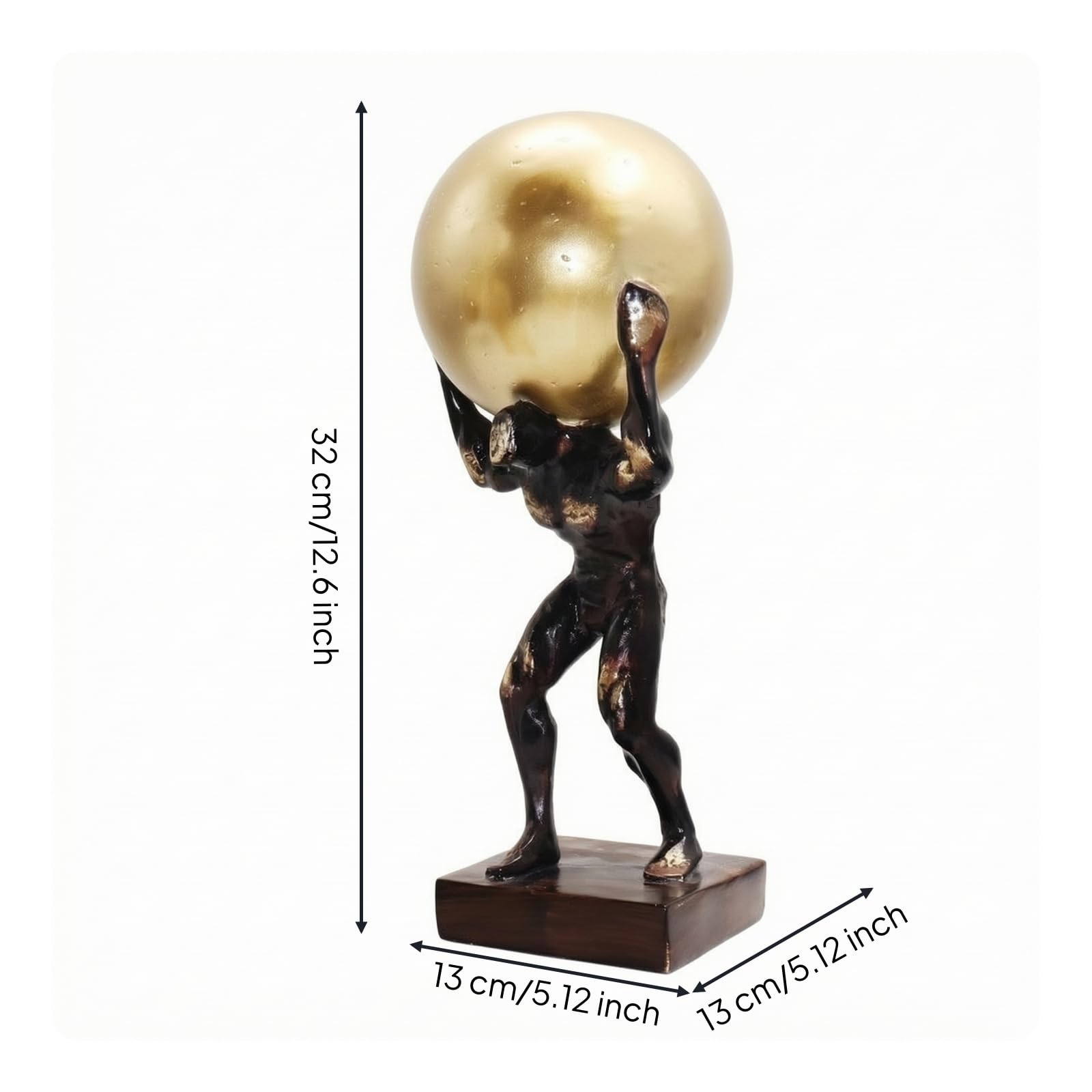 Handbemalte Harzfigur mit Goldfarbener Freistehend Stehende Tischfigur Glänzend Dekofigur für Vitrine, 13cmx13cmx32cm, C