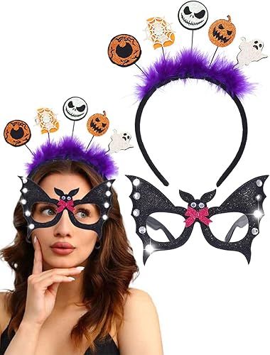 Diademas de Halloween, diadema de fantasma, accesorio para el cabello con gafas para fiesta de festival de Navidad