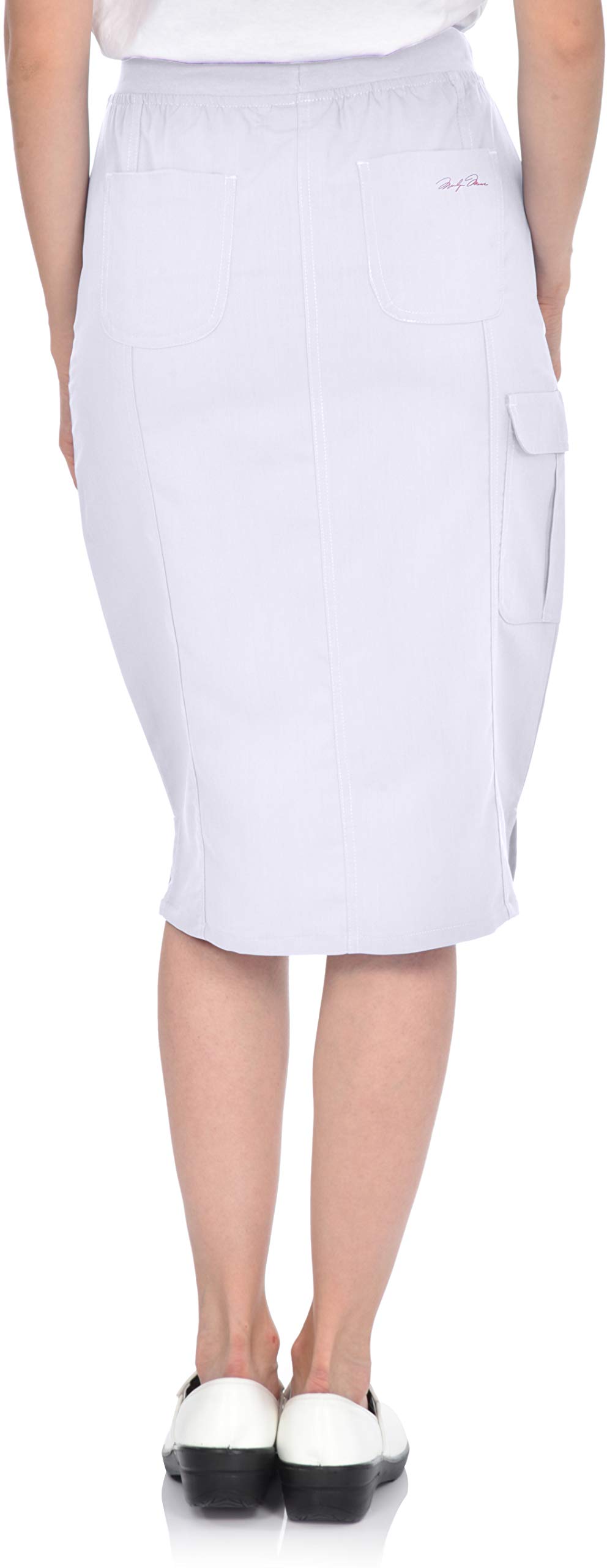 MediChic Women's Stretch Scrub Skirt - 5-Pocket, Comfortable & Durable Workwear Skirt for Healthcare, Medical Nurse, White