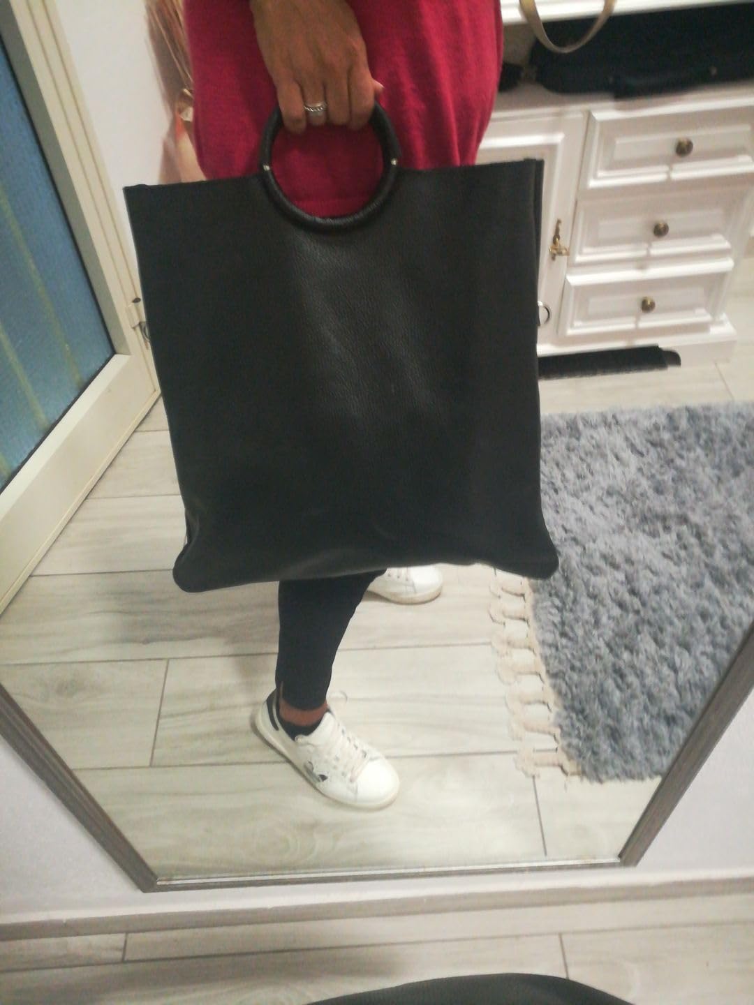 FrasiBags Borsa Sacca in Pelle, Borsa da Donna, Borsa a Mano Donna, Borsa Sacca con Manico Tondo Made in Italy