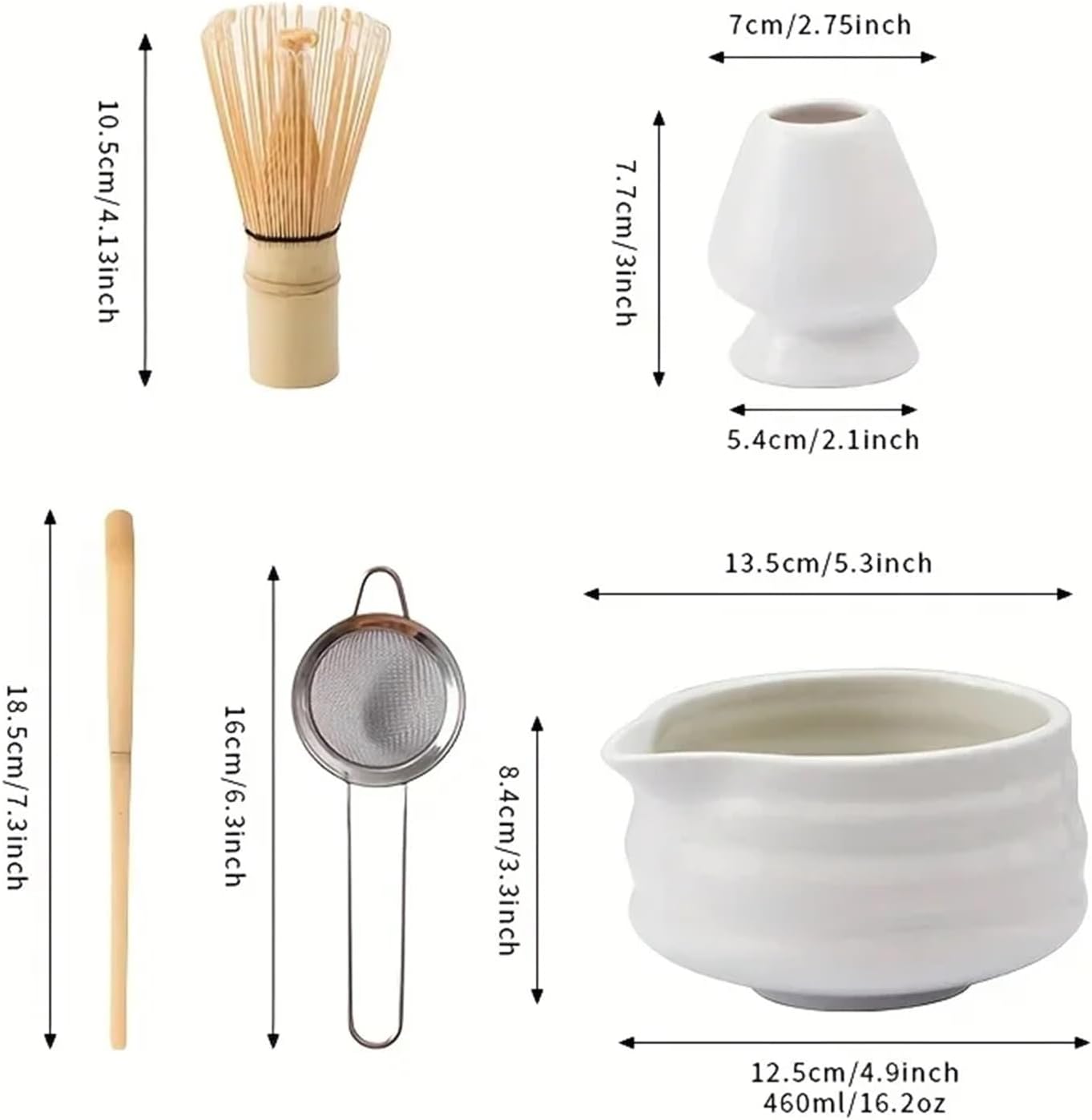 1set Matcha Set, White Mouth with Matcha Bowl and Matchas Set Tea Set(Matcha Bowl 5 set)