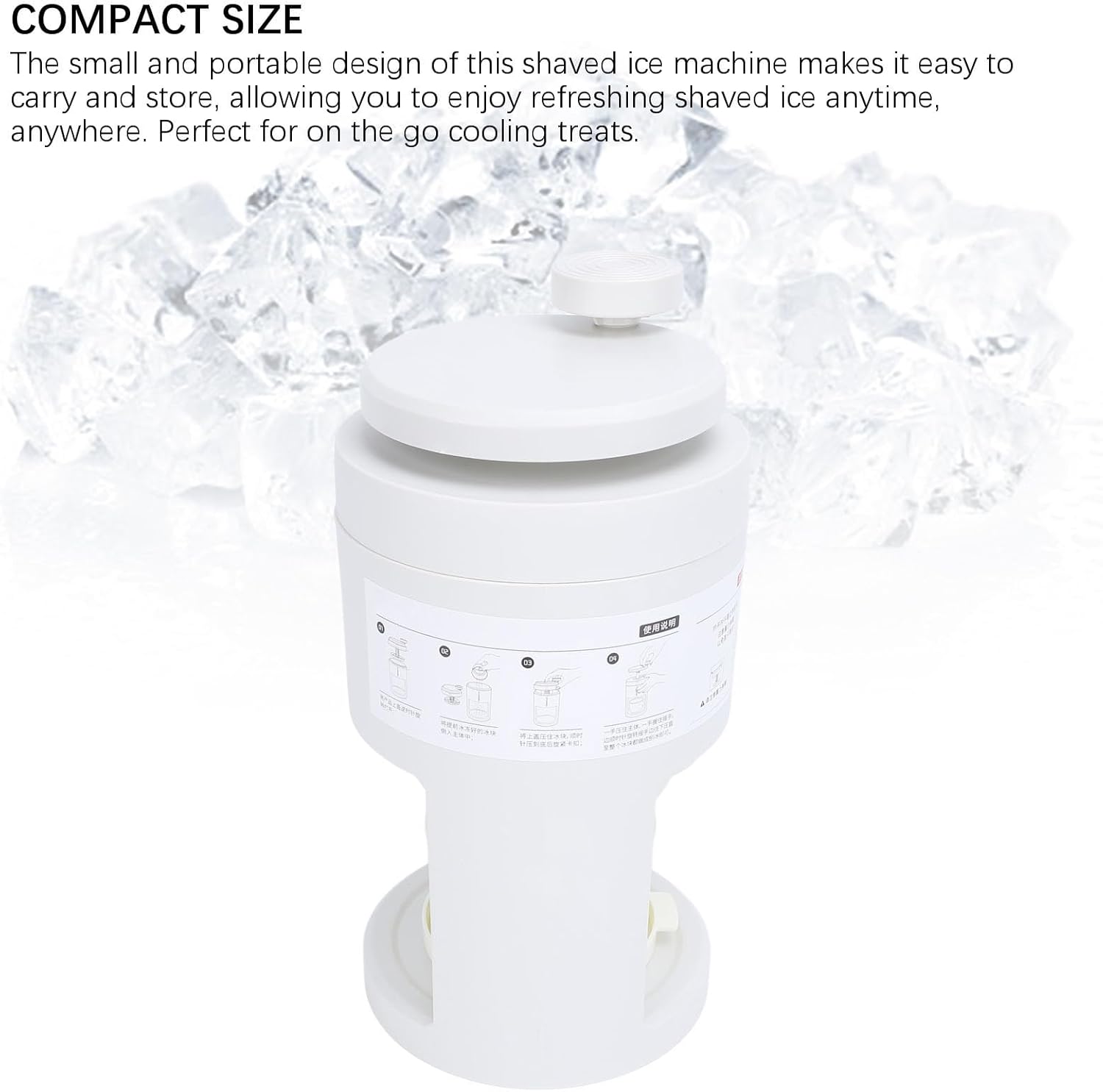 Manual Shaved Ice Machine with Glass Smoothie Cup Ice Crusher 40Cr13 Blade Snow Cone Maker Machine for Home Use