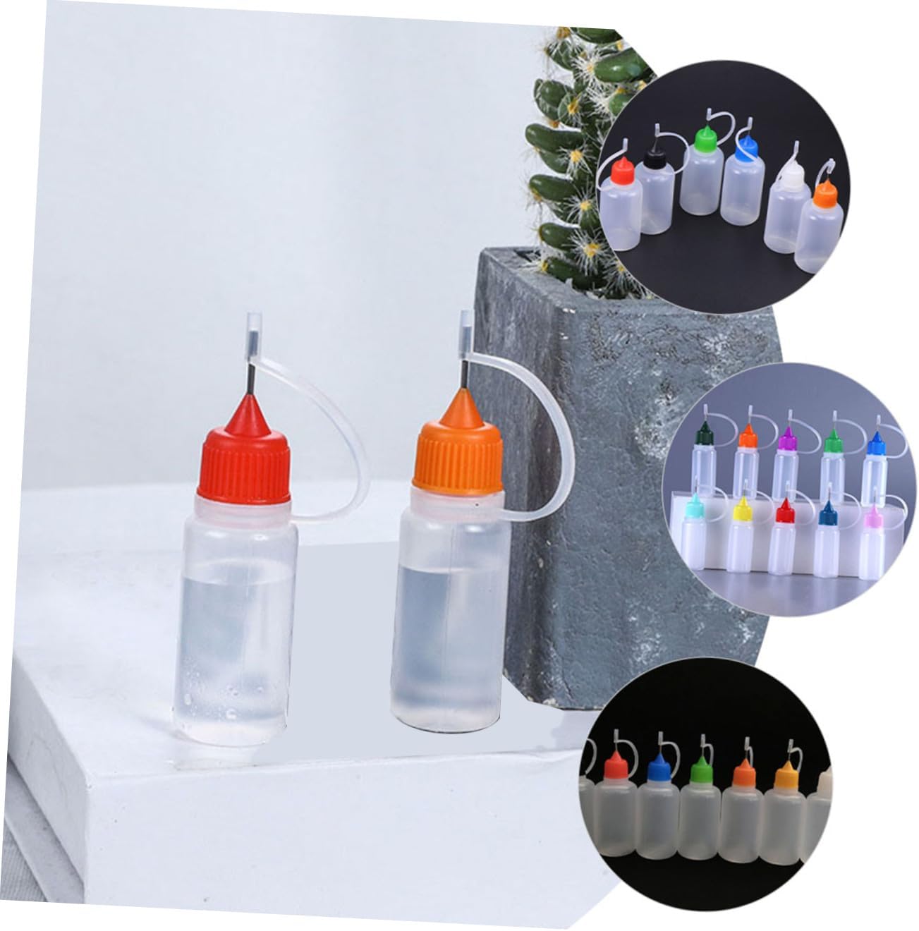 20pcs 30ml Glue Squeeze Bottles with Needle Tip and Lids, Semi- Empty Applicator Bottles for Precise Liquid Dispensing in Diy, Painting, and Craft Use Random Color