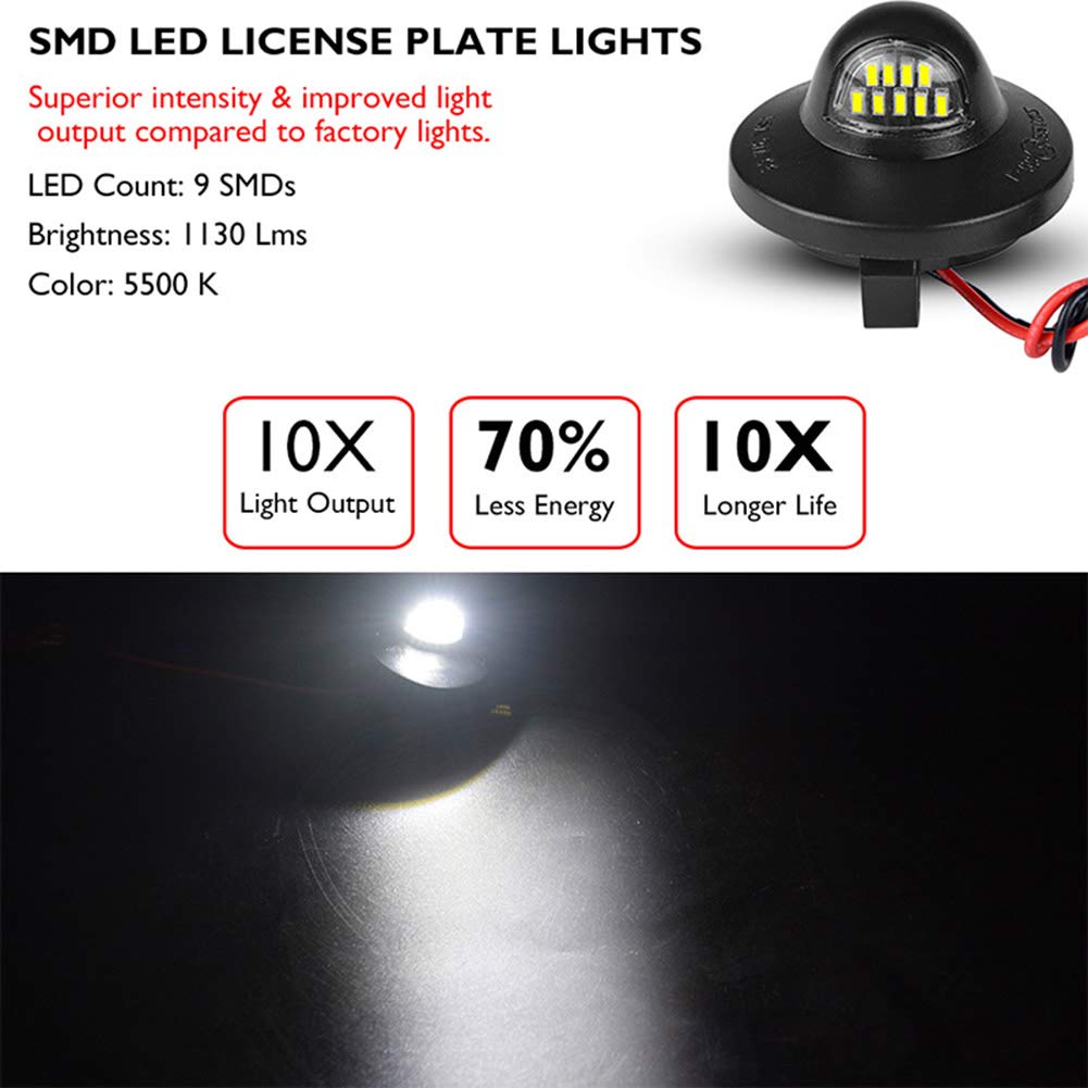 Kurl-T 2 x LED License Number Plate Lights Rear Lamps LED Universal for F150 F250 F350 F450