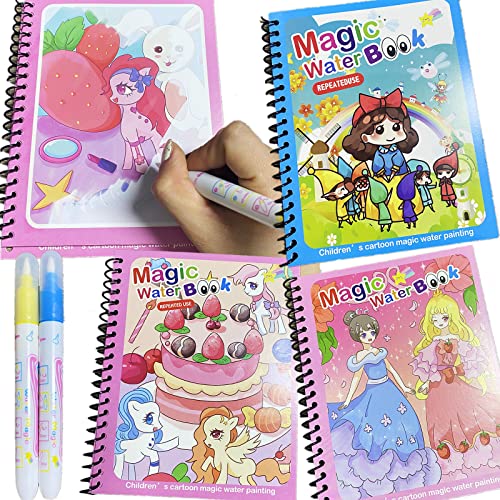 ぬりえ 何回でもぬれる お絵かき 3本ペン付き お絵かきシート こども カラフル 繰り返し可能 魔法水図面帳 おもちゃ 認知描画 幼稚園入園のお祝い ギフト (女の子)
