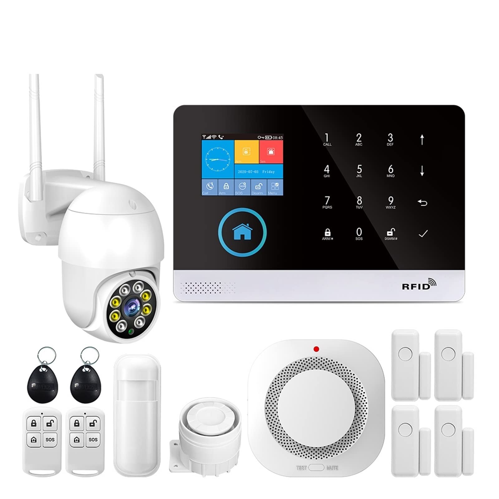 CUDTAPI Alarm System For Home Burglar Security 433MHz GSM Wireless Tuya App Control(Rosso)