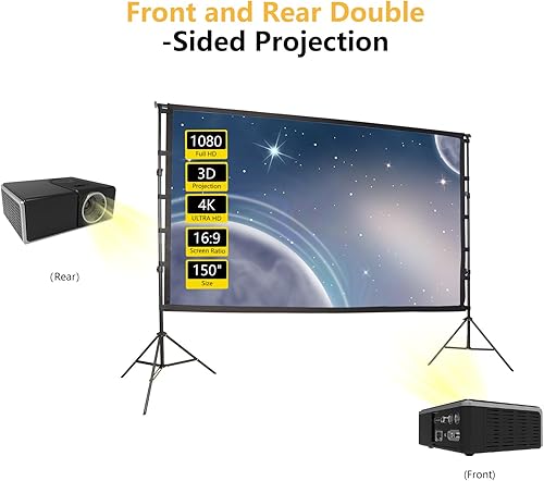 Miniatura 7 de Pantalla de proyector de marco fijo de 100 pulgadas120 pulgadas, diagonal 169, pantalla de proyector activa 3D 4K Ultra HD para cine en casa u