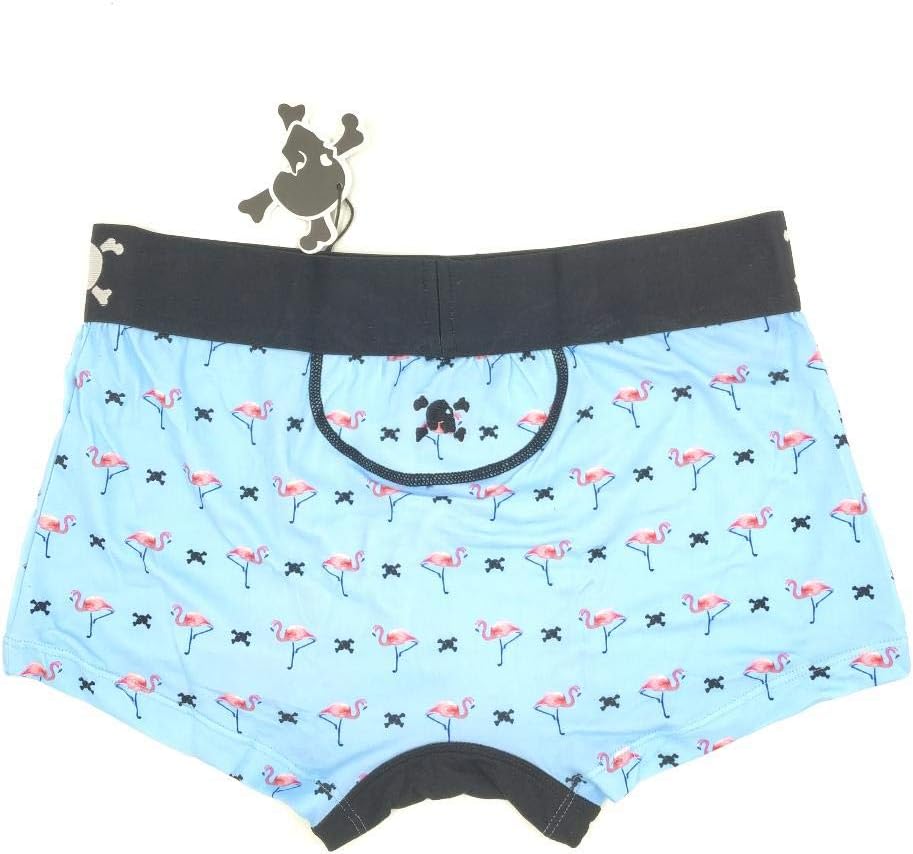 Skull and Bones Classic Fashion Trunk Underwear Blue Flamingo Print- SB02