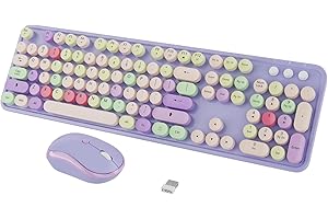 Charming Purple Wireless Typewriter Keyboard and Mouse Combo