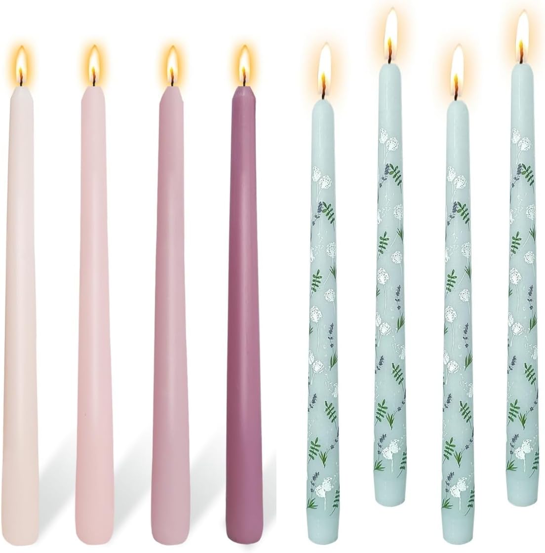 4 PCS Pink Taper Candles Rose Scented Long Pink Gradient Taper Candles Floral Taper Candles 10 Inch Flower Candle 4pcs Spring Dripless Long Colored Candlesticks for Holiday Valentine's Decor Wedding