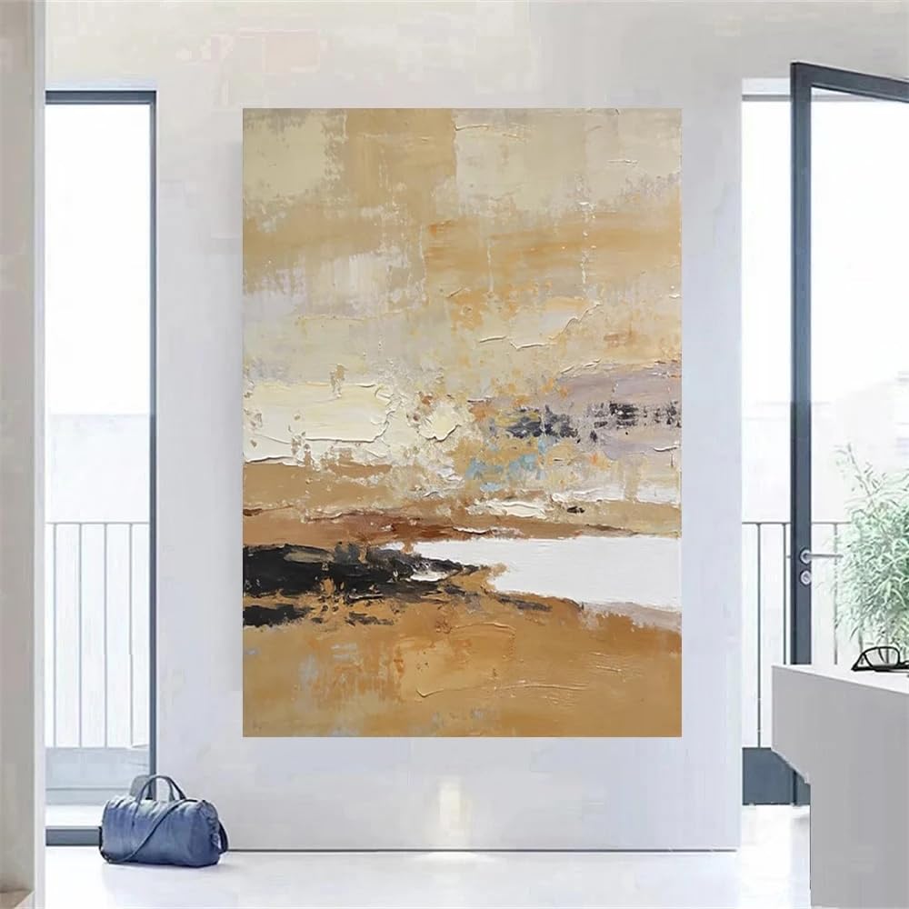 LTjiajuypd Abstract Canvas Oil Painting Wabi-Sabi Earth Tone Wall Art for Living Room Modern Minimalist Office Home interior Decoration(60x80CM/Frameless)