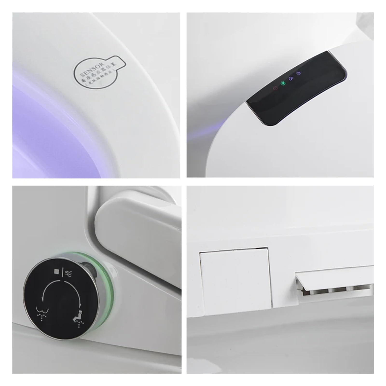 Tavoletta Wc Sedile WC intelligente di forma rotonda Copriwater elettrico Bidet intelligente Riscaldamento Pulizia Asciugatura Massaggio Cura(Color 4,110V-130V)