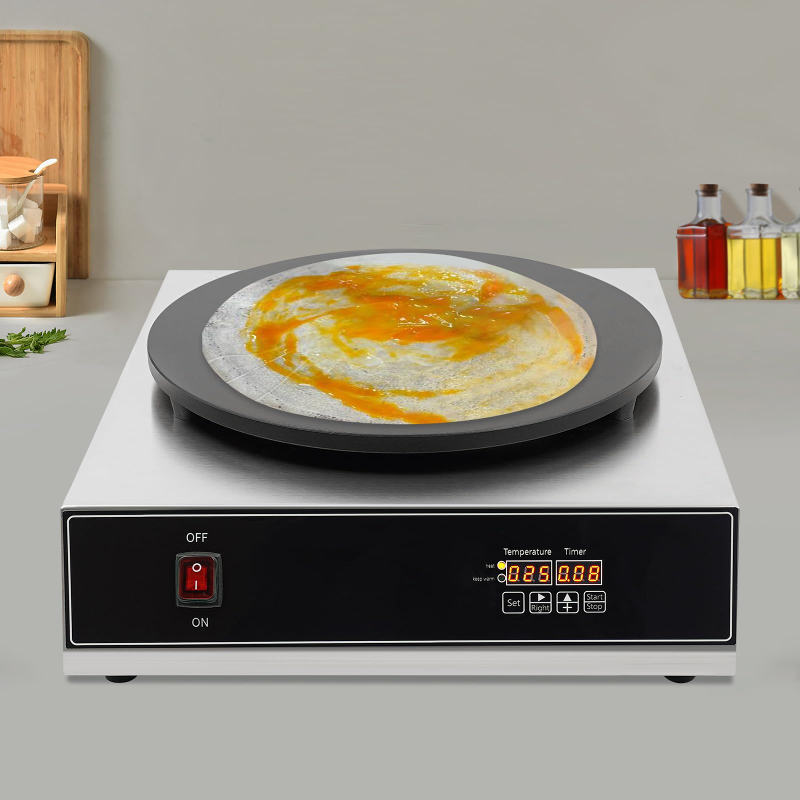 Profesjonalna maszyna do naleśników z cyfrowym wyświetlaczem 2800 W, 40 cm