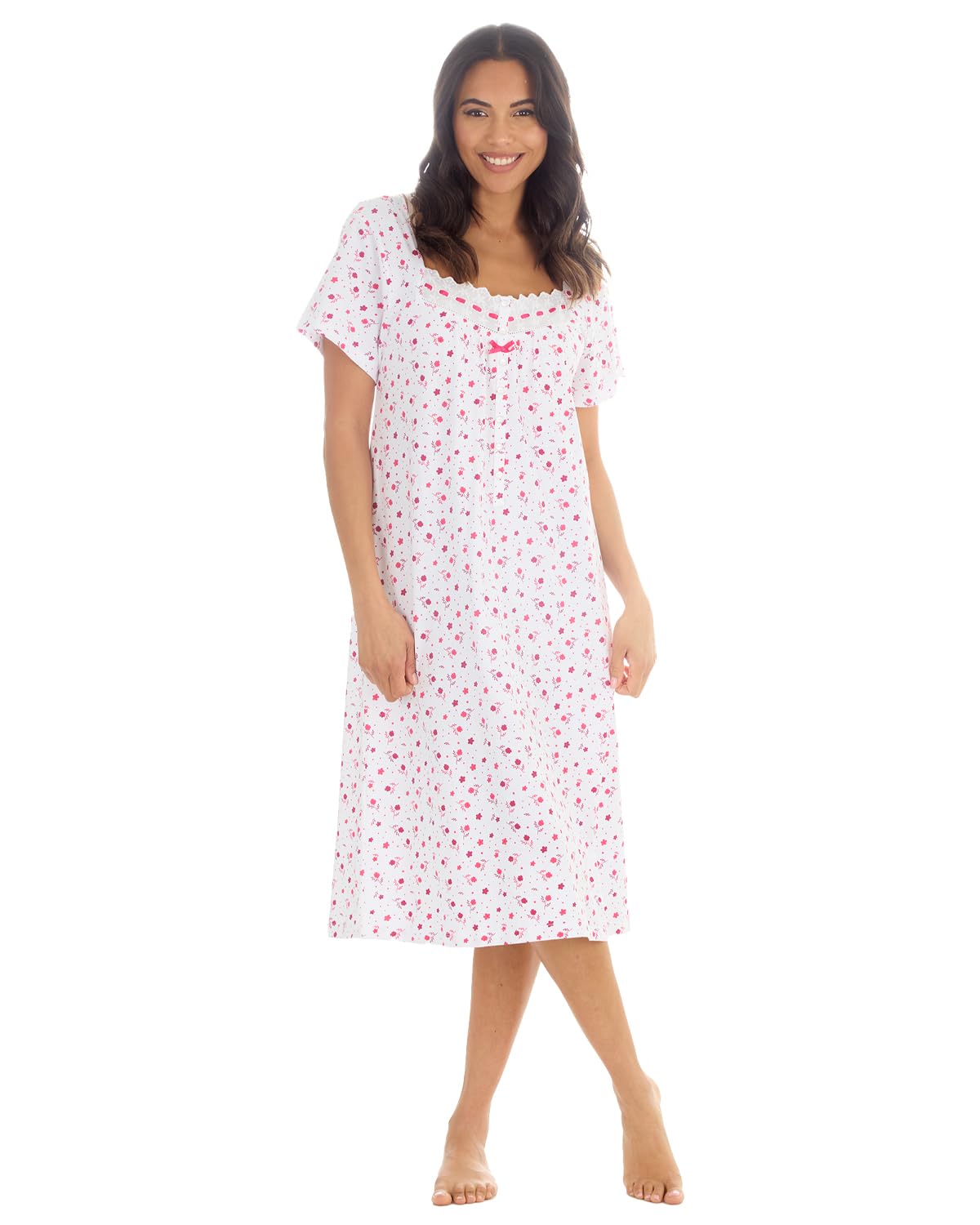 Undercover Ladies Short Sleeve Cotton Nightie 34B2118 Berry Floral 14-16