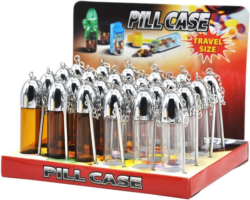 57mm Glass Snuff Dispenser with Spoon Bullet Rocket Snorter Portable Pill Box Vial Mini Pill Container (24)