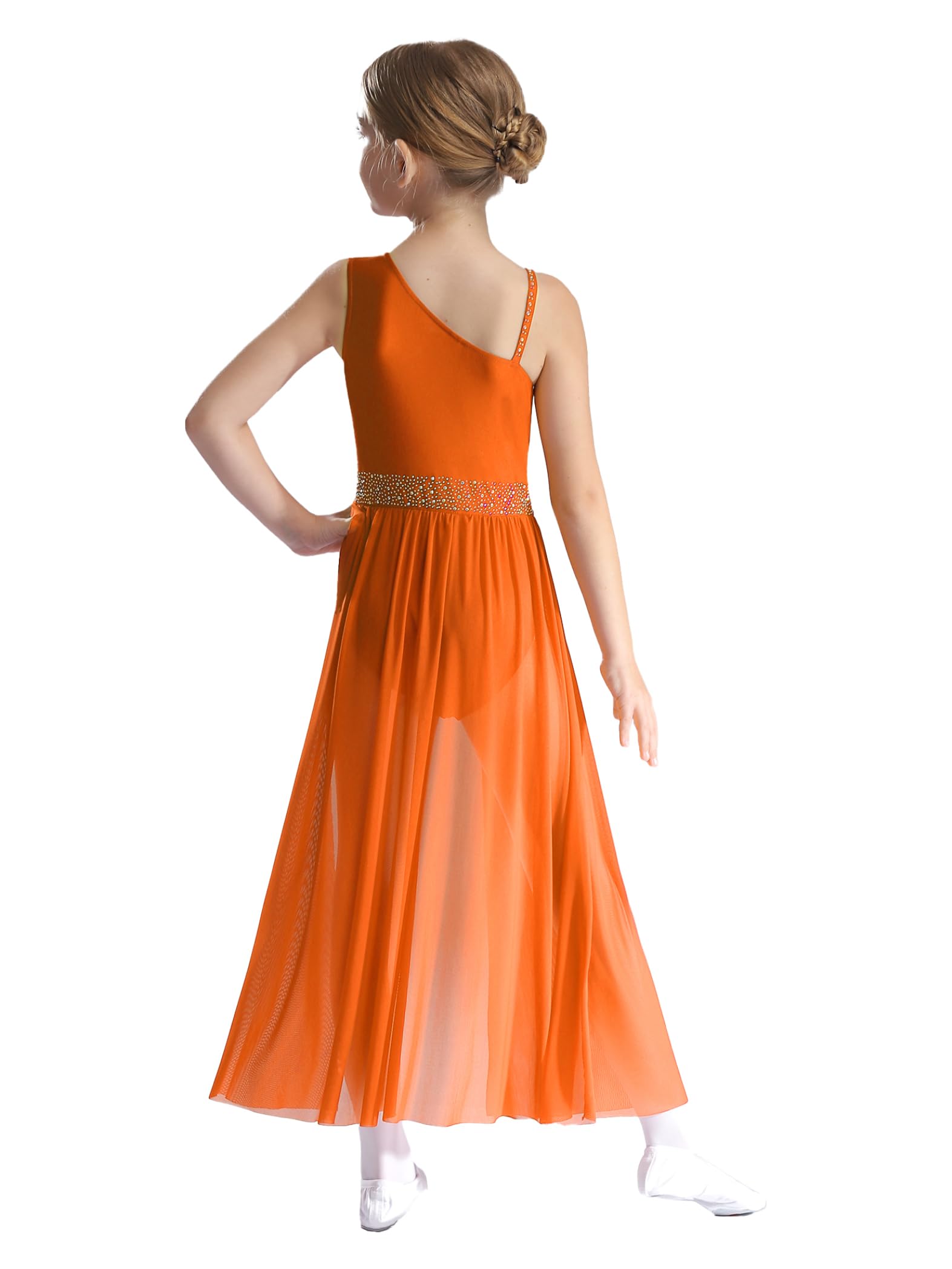 Miutii Kids Modern Contemporary Costumes Girls Sleeveless Ballet Lyrical Dance Dress Leotard Wrap Maxi Skirt