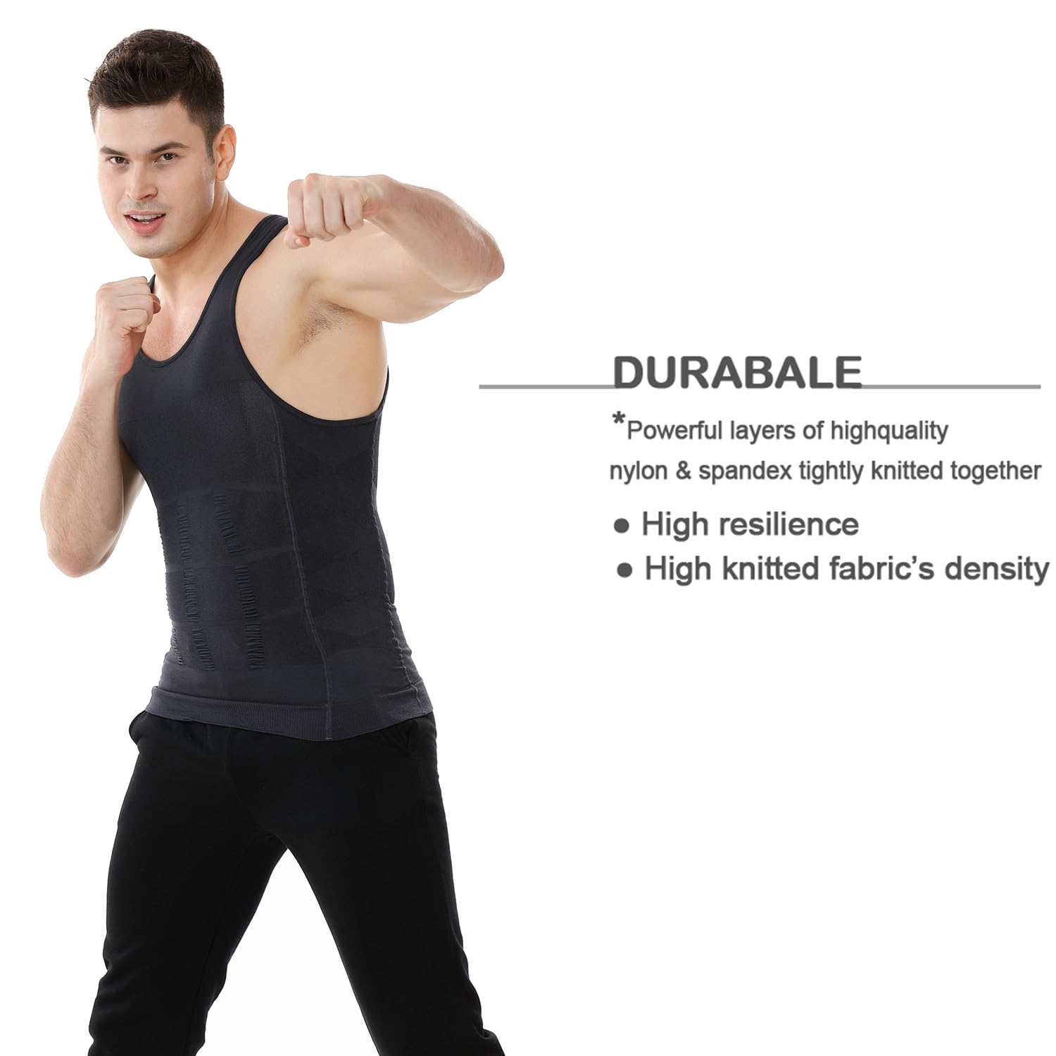 TopTie 5 Camisetas Interior de Tirantes elástica con Faja Reductora de Hombre Camisetas de Compresión Chaleco Adelgazar