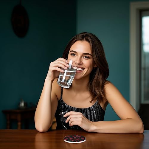 Miniatura 5 de Posavasos para automóvil, 2 posavasos de cerámica con parte trasera de corcho y ranura para los dedos, antideslizantes, absorben los golpes,