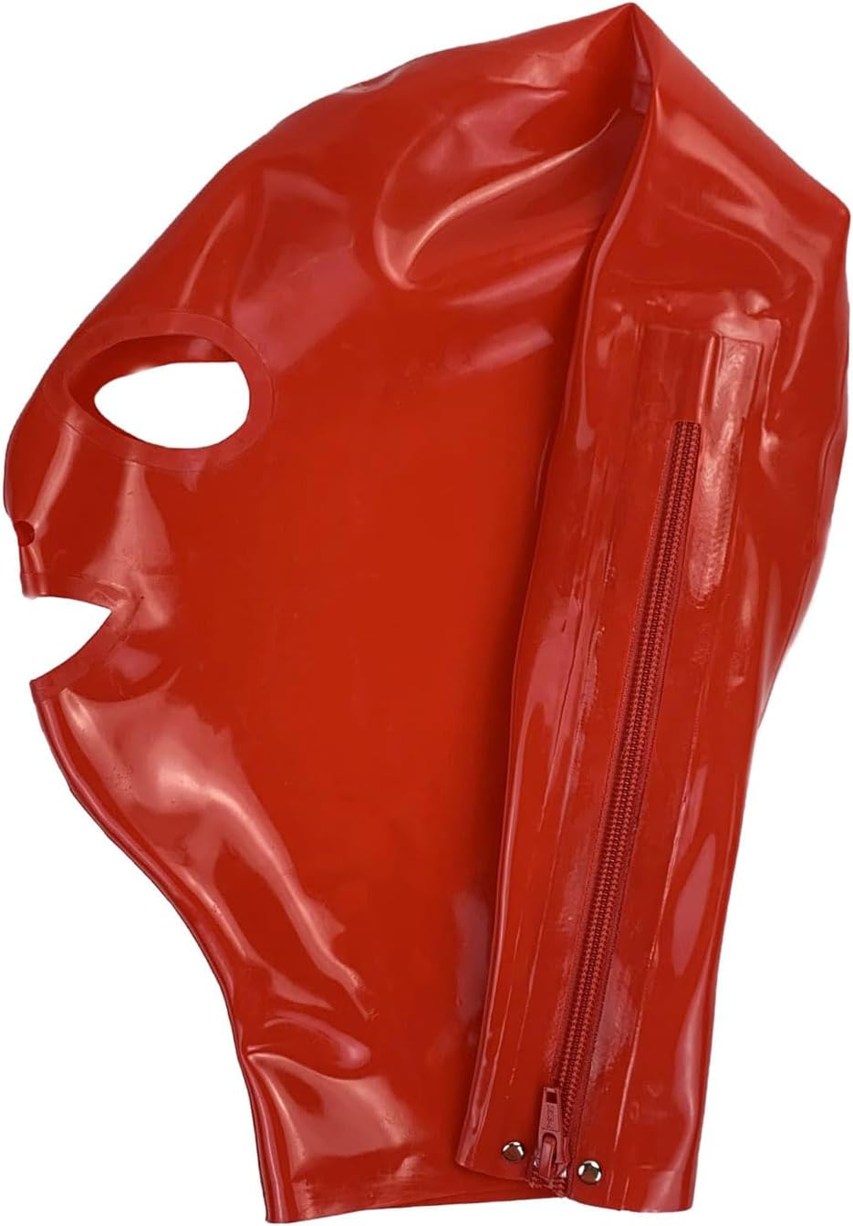 MONNIK Red Latex Fashion Unisex Mask Sexy Hood for Party Fetish Catsuit Cosplay Wear Handmade Rear Zipper