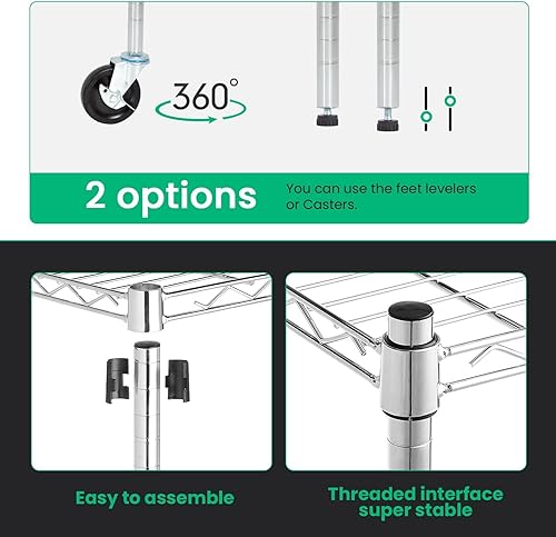 Miniatura 8 de PIKAQTOP Estantes de almacenamiento de 5 niveles resistentes (capacidad de 750 libras) para almacenamiento de cocina, garaje, estante de alambre