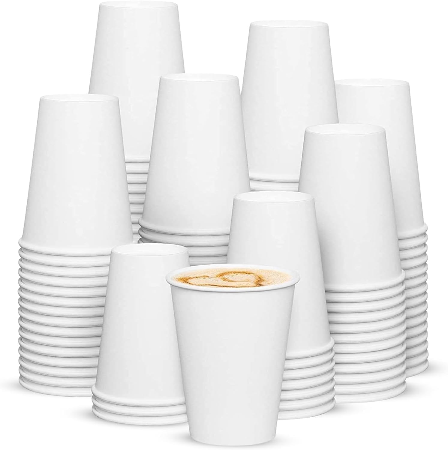 aaksh 555 | 50pcs White Disposable Paper Cups 8oz/230ml – Eco Friendly Hot & Cold Drink Cups, Disposable Tea Coffee Water Cups, Leak Resistant Party Cups for Birthday, Office, Cafe & Home