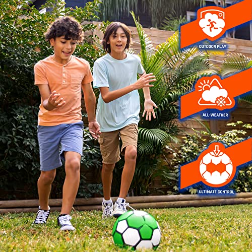 Nerf Proshot Kids Soccer Ball - Size 4 Indoor + Outdoor Youth Soccer Ball + Air Pump Set - Official Size 4 Soft Cover Boys + Girls Soccer Ball - Pump + Inflation Needle Included - Green/White #TOP4