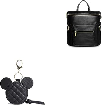 miss fong Diaper Bag Backpack, Baby Bag,Leather Diaper Bag Tote, Diaper Tote Bag Backpack with Pacifier Holder Case Bundle