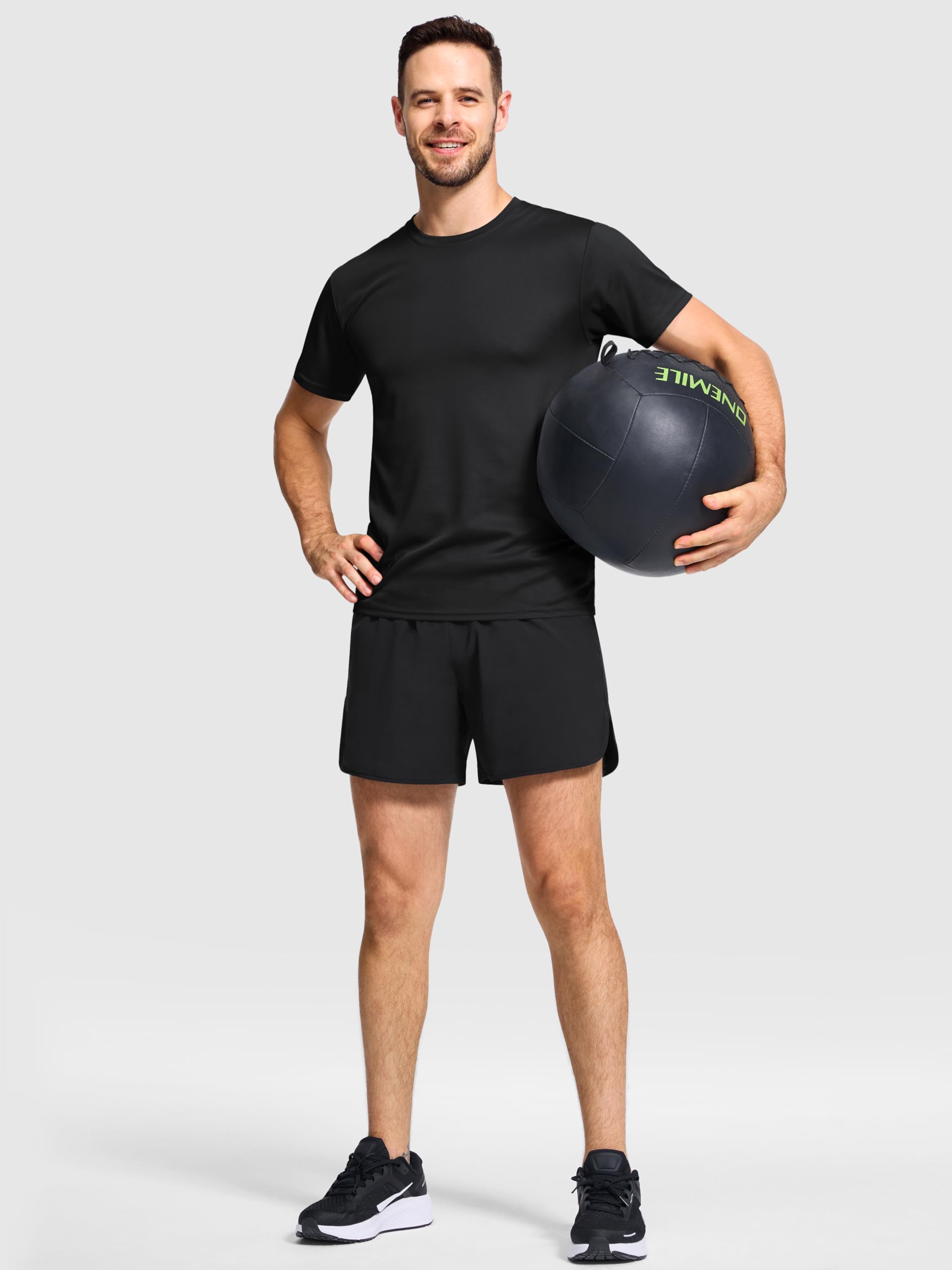 Paquete de 5 camisetas deportivas para hombre, absorben la humedad, de secado rápido, de manga corta, transpirables, activas, para gimnasio, correr, camisetas lisas de cuello redondo