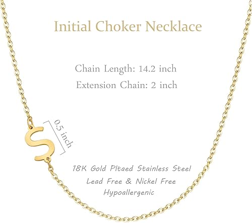 Miniatura 5 de Collar con inicial de acero inoxidable chapado en oro de 18 quilates con minúscula, collar personalizado para mujer