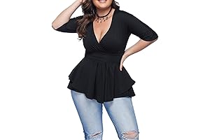 Plus Size Women's V-Neck Semi-Formal Top: Sophisticated Elegance