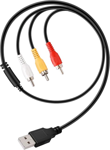USB to 3RCA Cable, Yilan 1.5m USB Male to 3 RCA Male Jack Splitter Audio Video AV Composite Adapter Cable for USB-enabled TVs and PCs