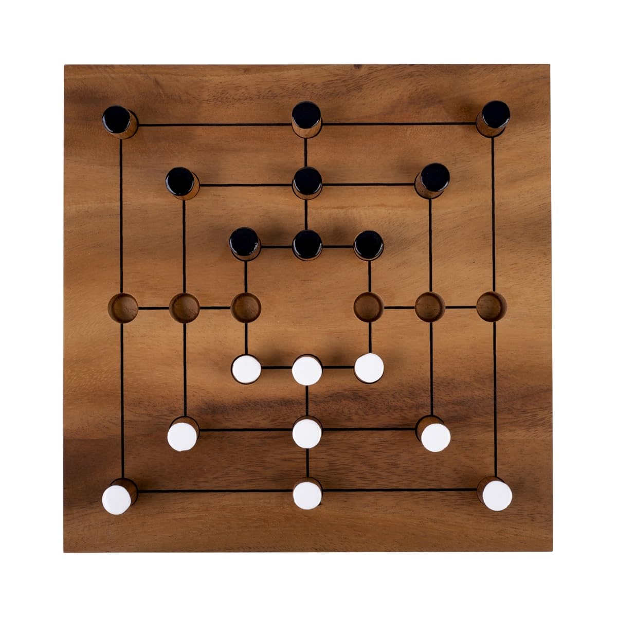 Engelhart Nine Menβs Morris Wooden Game 25.5 cm β MΓΌhle Strategy Board Game for 2 Players with Rules Included, Ages 6+ 350275