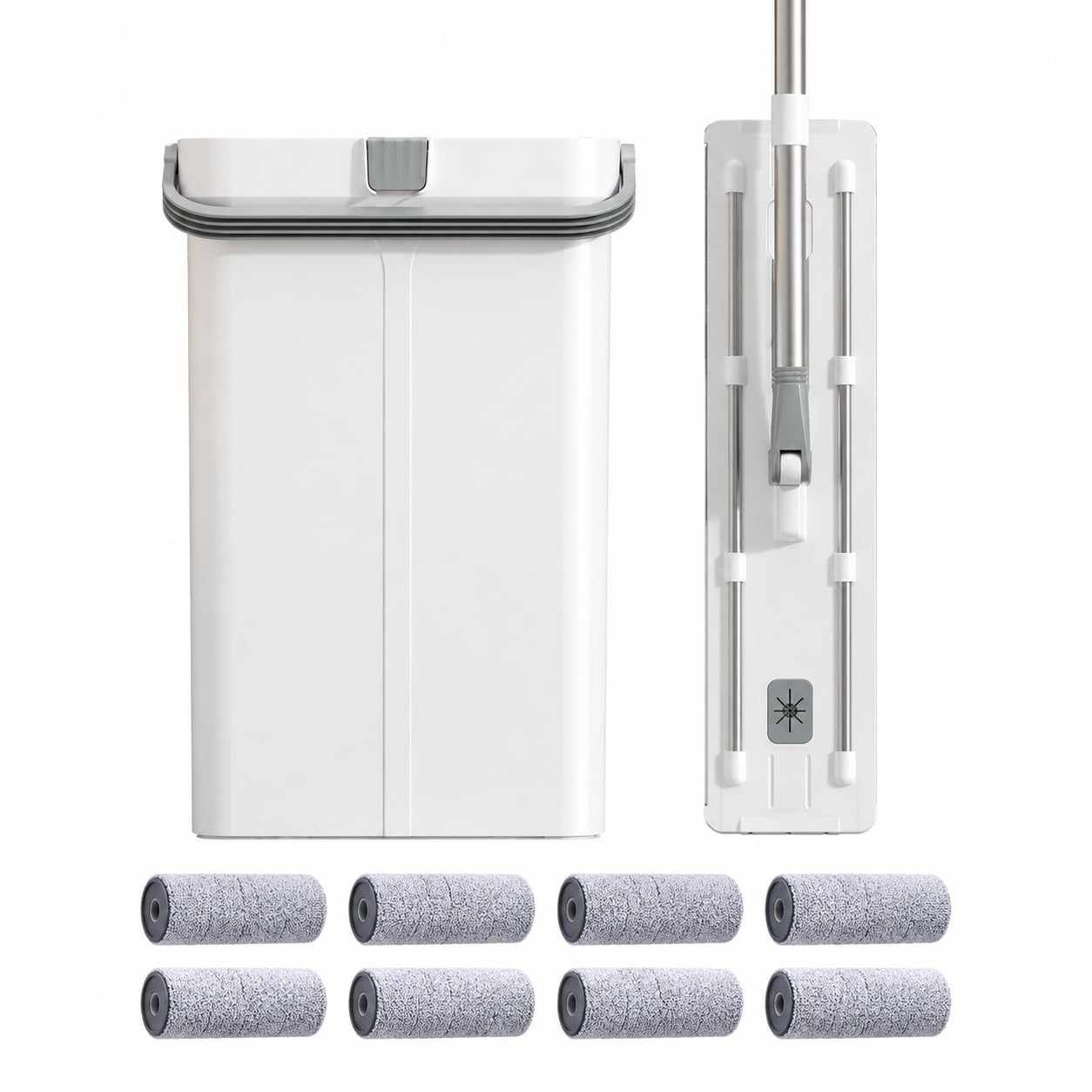 Kit Serpillère Balai Plat Microfibre et Seau Essoreur Mains Libres pour Nettoyage Sols Carrelage, Parquet, Marbre, 40cm