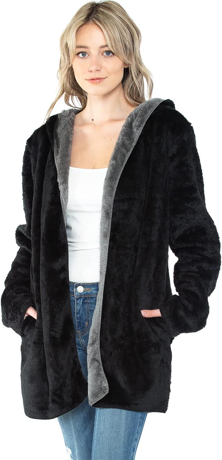 Wearable Blanket Hoodie in Thick Fleece Jacket with Pocket - Black - Large Size - for Women and Men, Warm and Cozy - Image 3