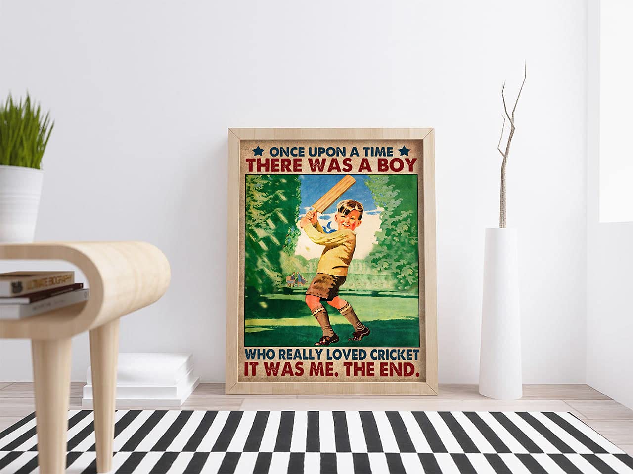 Poster da parete vintage con scritta Fishing Boy Once Upon A Time in metallo, 20 x 30 cm
