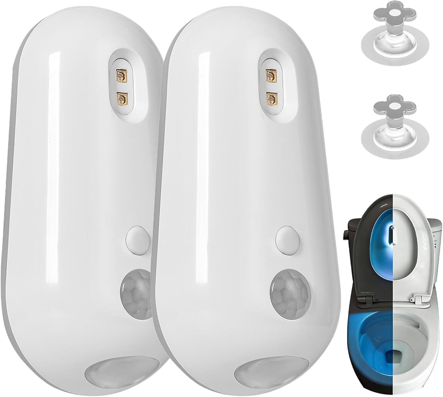 Self Cleaning UV Toilet Sanitizer Light, Light for Toilet, Motion-Activated, Smart Toilets Seat Odor, Easy Tool-Free Installation for Elderly & Pet, 2 Free Hygiene Toilets Seat Lifters (2PCS)